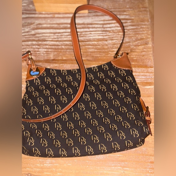 Dooney & Bourke Handbags - Dooney & Bourke Greta Hobo Monogram Purse Brown Black 10x12